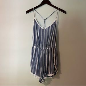 Abercrombie one piece striped blue coverup romper